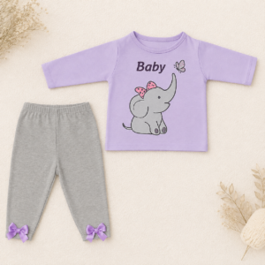 Alternative view of Conjunto Doroti Elefantinha Delicado e Confortável – Manga Longa para Bebê Menina