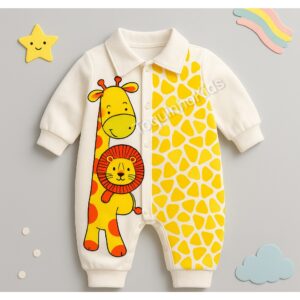 Macacão de bebê girafa manga longa