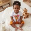 Conjunto de bebê menina girafinha temático para bebê menina