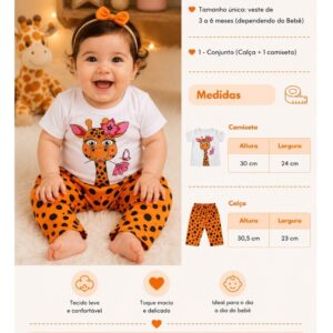 Alternative view of Conjunto de bebê menina girafinha temático para bebê menina