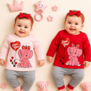 Conjunto Blusa + Calça Para bebe menina roupa de bebe elefantinho luxo