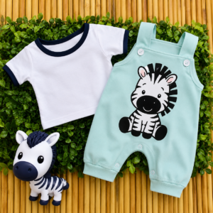 Jardineira de bebê Menino + Camisa Zebra Estiloso confortável