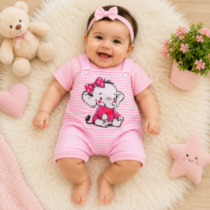 Kit Macacão + Camiseta Elefantinha luxo para Bebe Menina verão Tematico