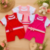 Kit Macacão curto + Camiseta de verão para bebê menina