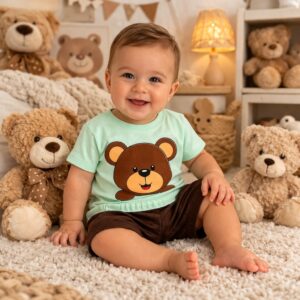Conjunto de bebê menino tematíco ursinho