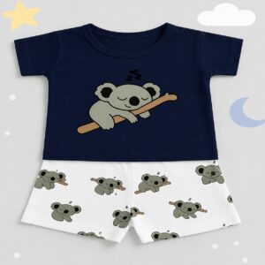 conjunto de bebe menino coala 3 a 6 meses short + camisa