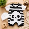 Kit Macacão de bebê Menino Panda verão fofo
