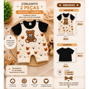 Alternative view of Macacão de Bebê Ursinho e Camiseta verão
