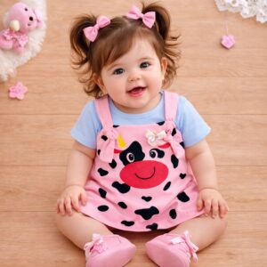 kit macação + camiseta Bebê Menina Verão – Kit Leve e Fofo