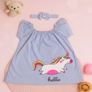 Vestido de Bebê menina Unicórnio + Lacinho