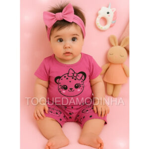 Conjunto de Manga curta gatinha para Sua Princesa!"" Look Perfeito: