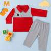 Conjunto camisa Polo manga longa + calça meia estação para bebê menino