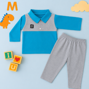 Alternative view of Conjunto camisa Polo manga longa + calça meia estação para bebê menino