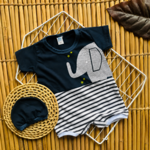 Alternative view of Kit jardineira + boné Elefantinho para bebê menino roupa de verão para menino calor