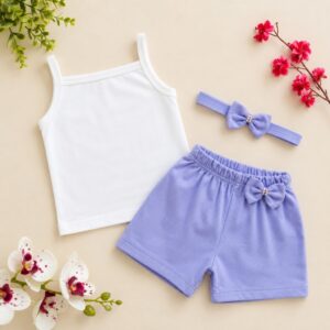 Conjunto de Bebê Menina + Faixa de cabelo Verão Calor Blogueirinha