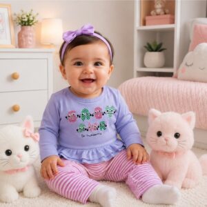 Conjunto de Bebê menina blusa manga longa + Calça meia estação.