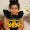 Romper Body Bebe Menina Luxo Festa Vestidinho Mesversario Temático abelhinha