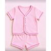 Pijama de bebe verão menina com botão fofo verão 100% algodão confortavel