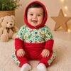 Conjunto Bebê Menino Multicolorido Manga Longa com Capuz – Ideal para Dias Frescos