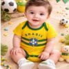 Body tematico para bebê menino copa do Brasil