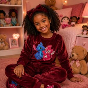 Conjunto infantil de frio para menina lilo stitch calça e blusa manga longa conjunto moda blogueirinha