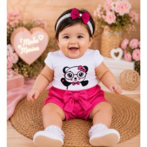 Conjunto de Bebê menina Pandinha Fashion Estiloso Primavera/Verão