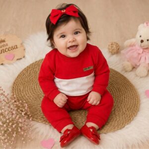 Conjunto bebê menina fashion listrado