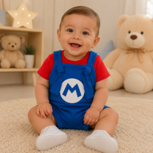 Kit macacão + Camiseta Verão Super Mario