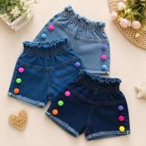 Short Jeans Infantil moda blogueirinha Pompom