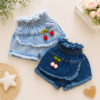 Short Saia Jeans Infantil Para menina verão Moda Blogueirinha