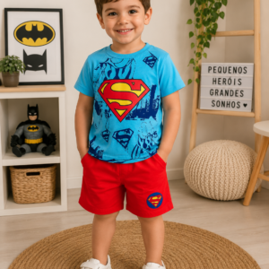 Conjunto menino Super Homen camiseta e short