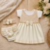 Kit Vestido de Bebê menina 3 Peças Festa Ensaio Aniversário Roupas para Bebe
