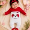 Macacão de Bebê Menina Estampado Fofinho Confortável
