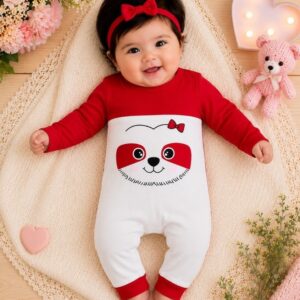 Macacão de Bebê Menina Estampado Fofinho Confortável