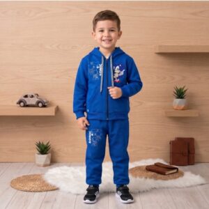 Conjunto de Zíper com capuz e Calça Moletom Menino Personagem