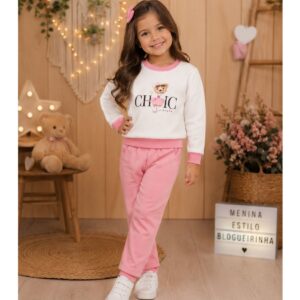 Conjunto Infantil Menina Ursinha Chic Blogueirinha Premium