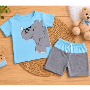 Alternative view of Conjunto de Bebê menino Dinossauro Camiseta + Bermuda Confortável