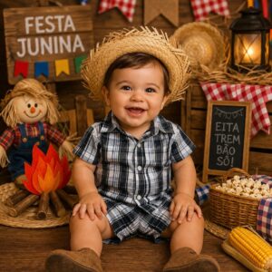 Conjunto de menino xadrez festa junina