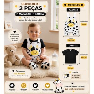 Alternative view of Kit macacão + camiseta de bebê menino Vaquinha