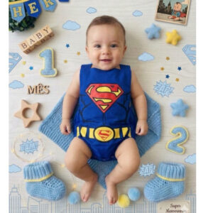 Body Bebê Menino Super Herói Fantasia Superman
