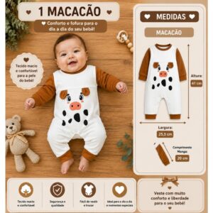 Alternative view of Macacão de bebê menino Longo Bezerrinho