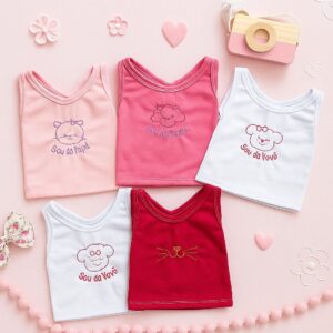 Kit Com 3 Camisetas Regata Bebê Menina Camisetinha Regata Bebe Menina 100% algodão