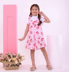 Macacão menina infantil + Camiseta estampas Fofas Blogueirinha
