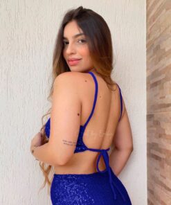 Cropped paetê frente única charlotte azul - Imagem 2
