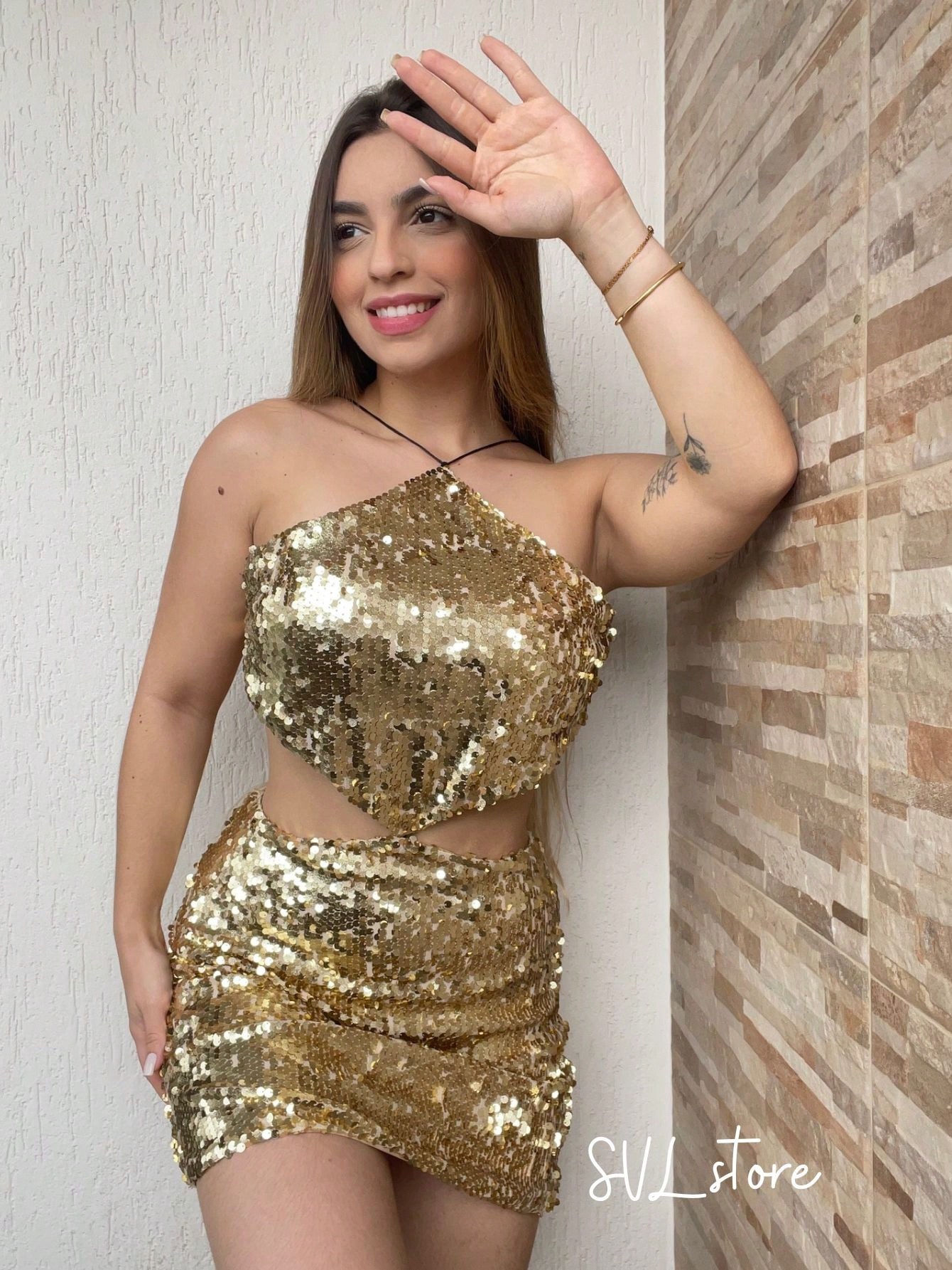 Vestido Lantejoula Amarração - Imagem 3