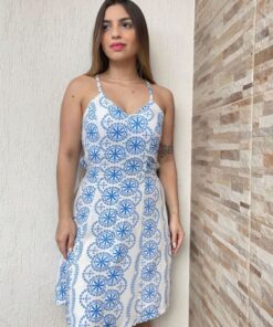 Vestido Estampado Boho Com Amarração e Bojo