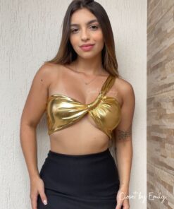 Cropped metalizado uma alça carnaval