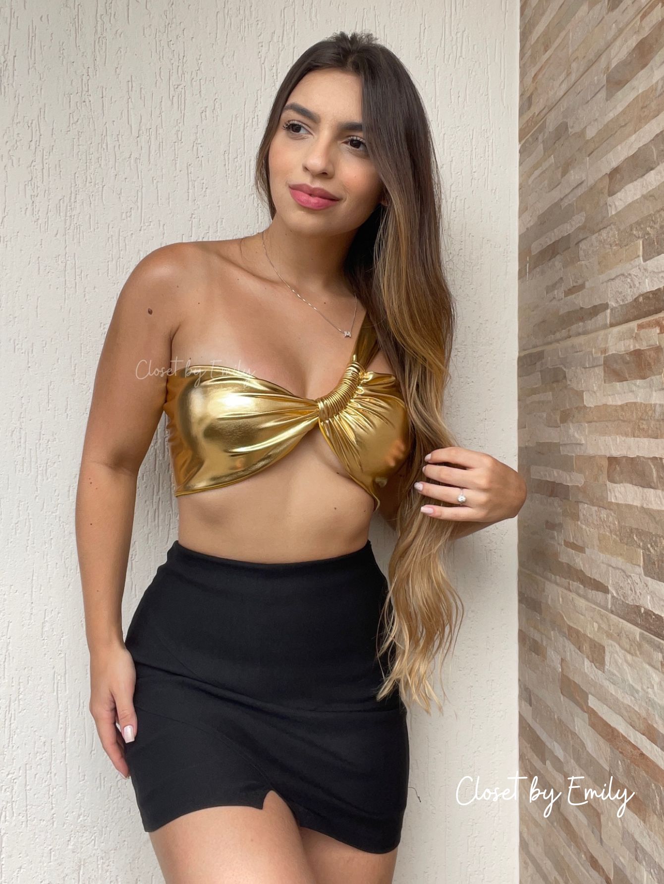 Cropped metalizado uma alça carnaval - Imagem 3