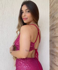 Alternative view of Cropped paetê frente única charlotte pink carnaval
