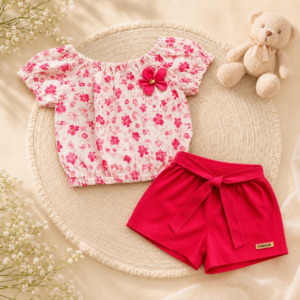 Alternative view of Conjunto de menina infantil short + Blusa ciganinha Moda blogueirinha luxo verão
